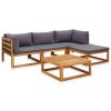 5 Piece Patio Lounge Set with Cushions Solid Acacia Wood