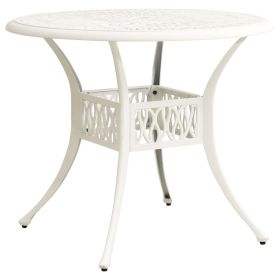 Patio Table White 35.4"x35.4"x29.1" Cast Aluminum