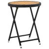 Tea Table Black 23.6" Poly Rattan and Solid Acacia Wood