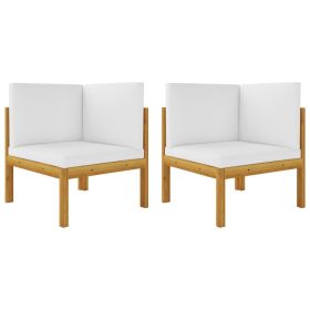 Patio Corner Sofas 2 pcs with Cushions Solid Acacia Wood