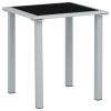 Patio Table Black and Silver 16.1"x16.1"x17.7" Steel and Glass