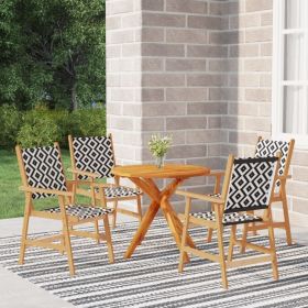 5 Piece Patio Dining Set Solid Wood Acacia