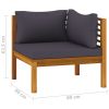 Corner Sofas 2 pcs with Dark Gray Cushions Solid Acacia Wood