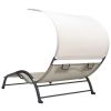 Double Sun Lounger with Canopy Textilene Cream