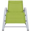 Sun Loungers 2 pcs with Table Aluminum Green