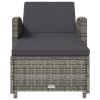 Sun Lounger with Dark Gray Cushion Poly Rattan Gray