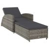 Sun Lounger with Dark Gray Cushion Poly Rattan Gray