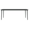 Patio Dining Table Black 78.7"x39.4"x29.1" Steel and Glass