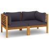 2-Seater Patio Sofa with Cushion Solid Acacia Wood