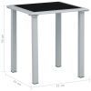 Patio Table Black and Silver 16.1"x16.1"x17.7" Steel and Glass