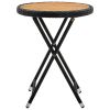 Tea Table Black 23.6" Poly Rattan and Solid Acacia Wood