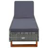 Sunbed with Cushion Poly Rattan Gray