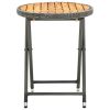 Tea Table Gray 23.6" Poly Rattan and Solid Acacia Wood