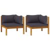 Corner Sofas 2 pcs with Dark Gray Cushions Solid Acacia Wood