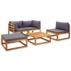 5 Piece Patio Lounge Set with Cushions Solid Acacia Wood