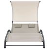 Double Sun Lounger with Canopy Textilene Cream