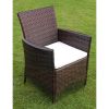 7 Piece Patio Dining Set with Cushions Poly Rattan Brown