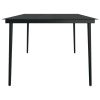 Patio Dining Table Black 78.7"x39.4"x29.1" Steel and Glass