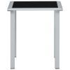 Patio Table Black and Silver 16.1"x16.1"x17.7" Steel and Glass