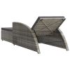 Sun Lounger with Dark Gray Cushion Poly Rattan Gray