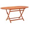 Folding Patio Table 63"x33.5"x29.5" Solid Eucalyptus Wood