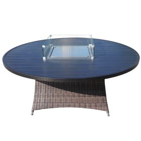 Elegant PE Wicker and Aluminium Patio Dining Fire Pit Table (Shape: Round)